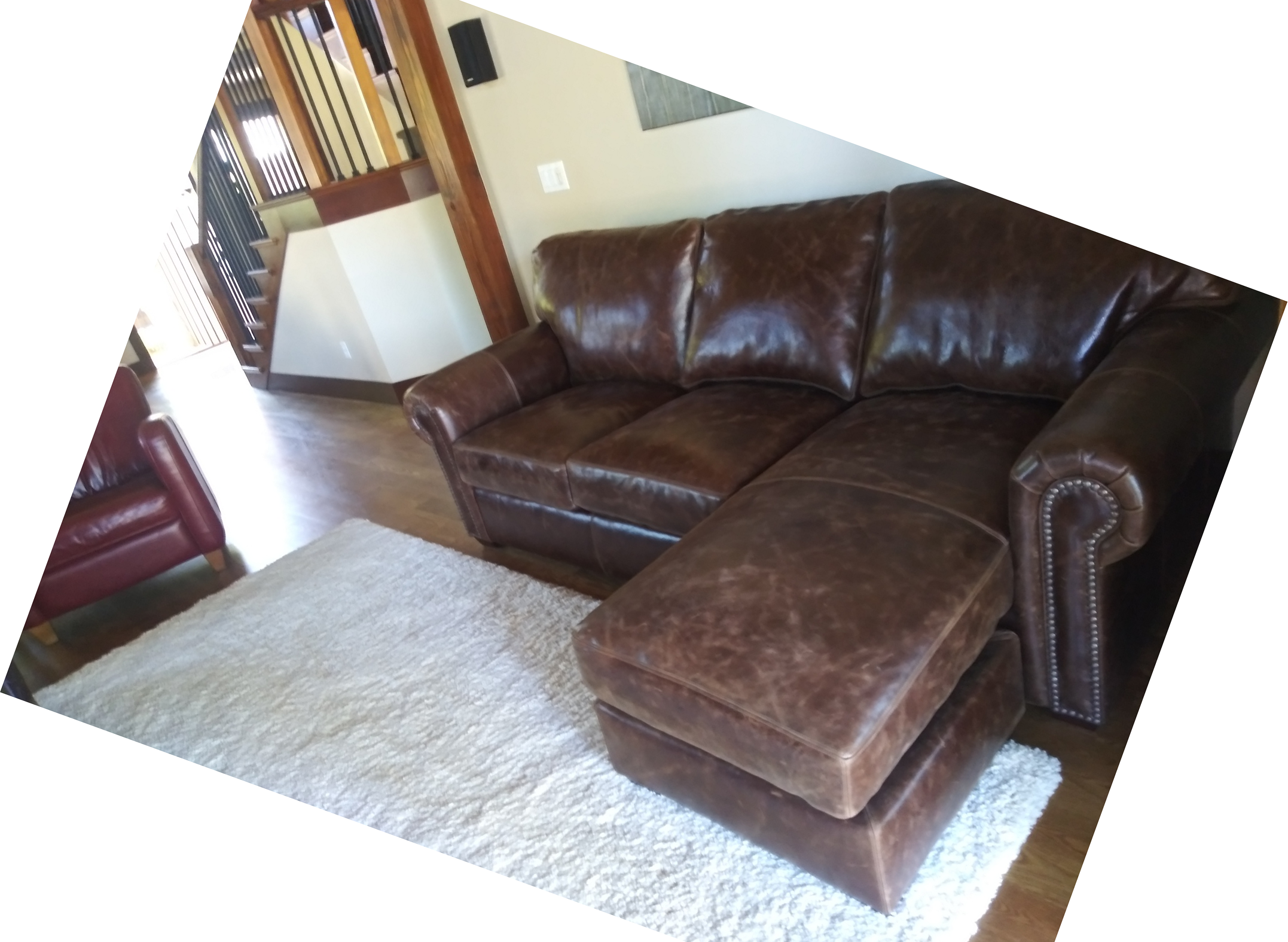 American Heritage Custom Arm Leather Sectional 